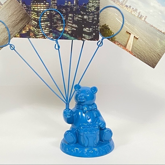 VINTAGE Godinger BLUE Teddy Bear Photo Holder - Picture 3 of 17